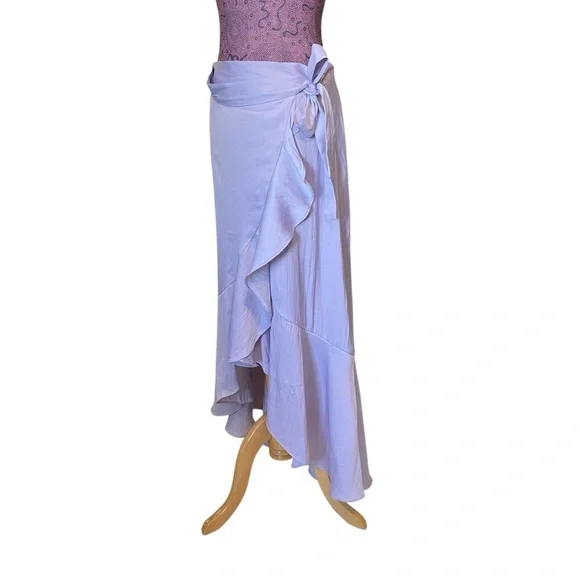 Anthropologie Maeve Lilac Ruffle Wrap Skirt